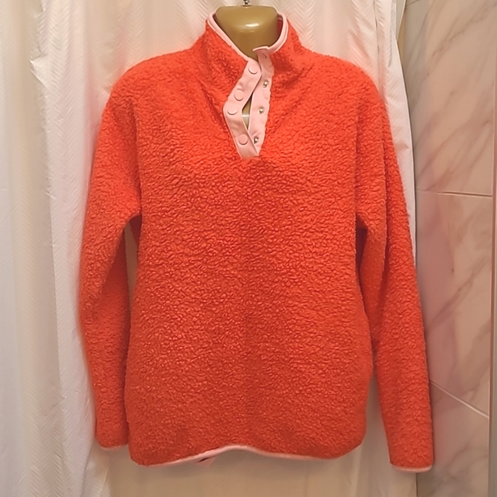Crown and Ivy Coral Quarter Snap Sherpa Sweater